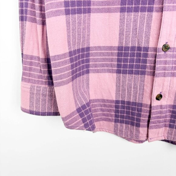 Aritzia Tna Womens XXS Oversized Shirt Jacket Button-Up Shacket Pink Plaid Fall - Picture 6 of 6